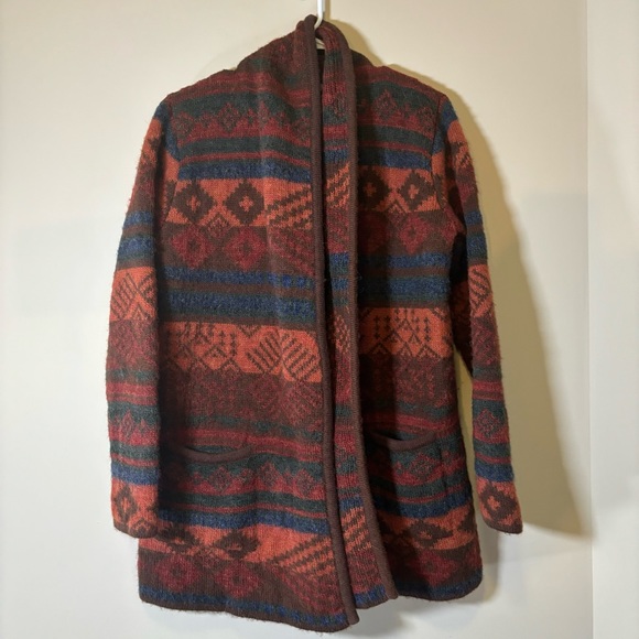 Orvis Alpaca Blanket Stripe Jacquard Cardigan Size M - Picture 2 of 12